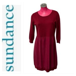 Sundance Jillian Extra Fine Merino Wool Silk Sweater Dress Red Valentines Dress